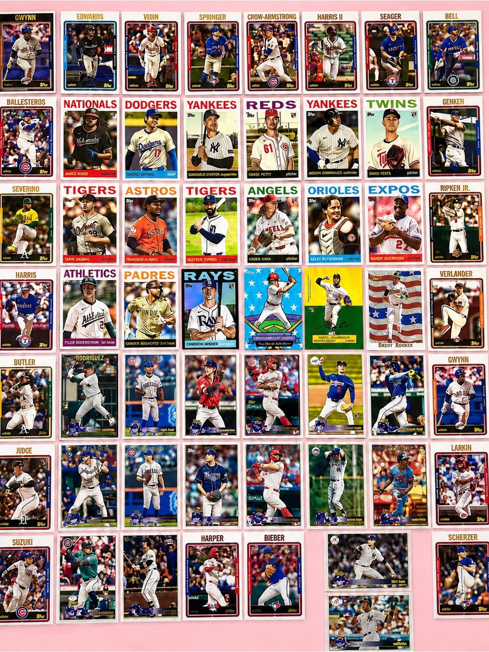 58 MLB Baseball Card Lot – Topps Stars & Inserts w/ Ohtani, Judge, Ripken & more